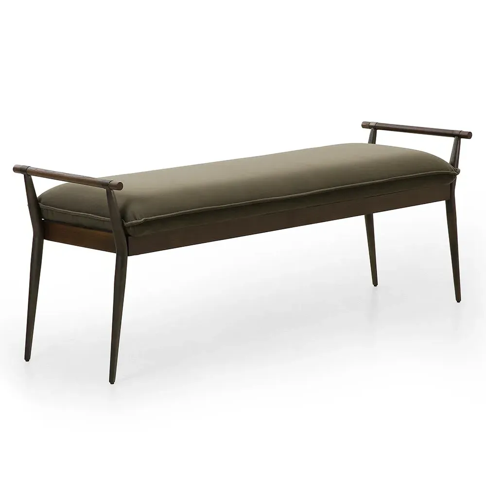 Mark Entryway Bench - Dark Green, Velvet