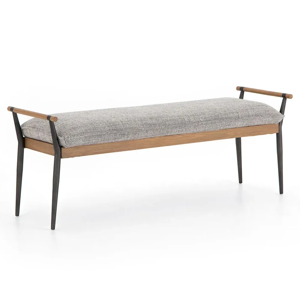 Mark Entryway Bench - Light Grey, Performance Fabric