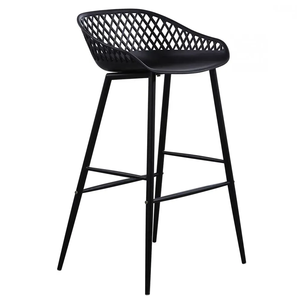 Mark Low Back Bar Stool Set of 2 - Black, Metal