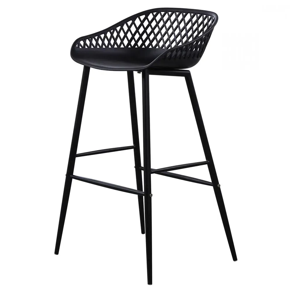 Mark Low Back Bar Stool Set of 2 - Black, Metal