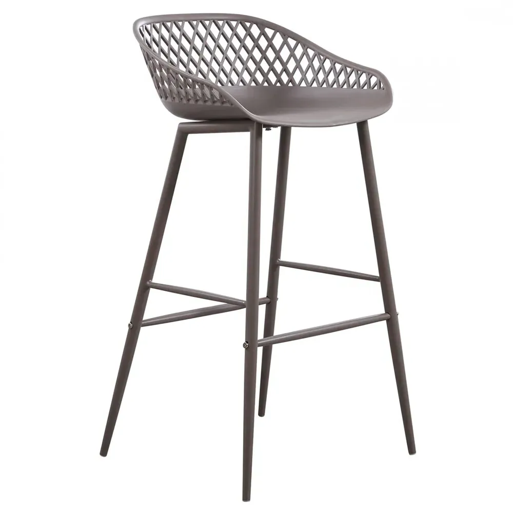 Mark Low Back Bar Stool Set of 2 - Grey, Metal