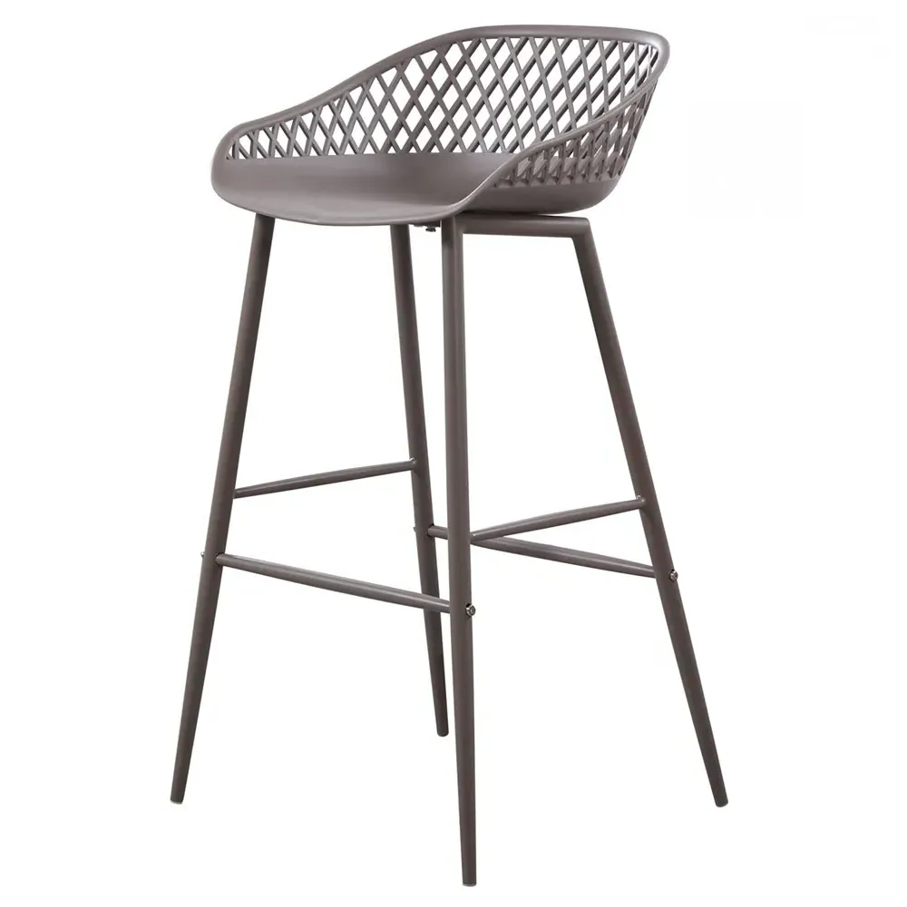 Mark Low Back Bar Stool Set of 2 - Grey, Metal