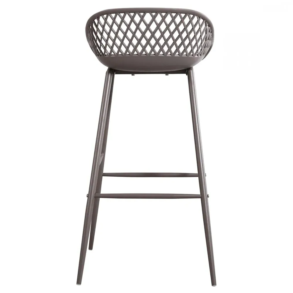 Mark Low Back Bar Stool Set of 2 - Grey, Metal