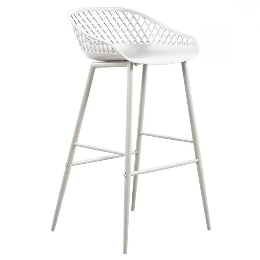 Mark Low Back Bar Stool Set of 2 - White, Metal