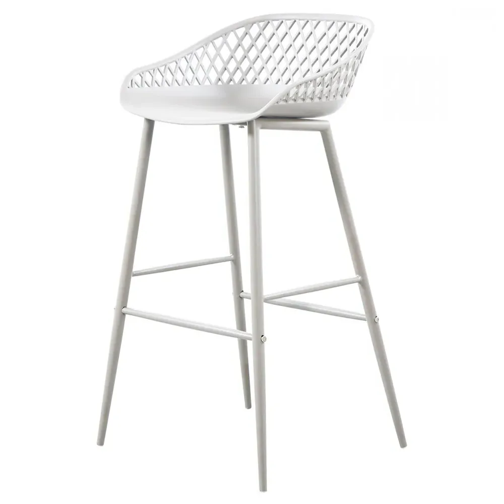 Mark Low Back Bar Stool Set of 2 - White, Metal
