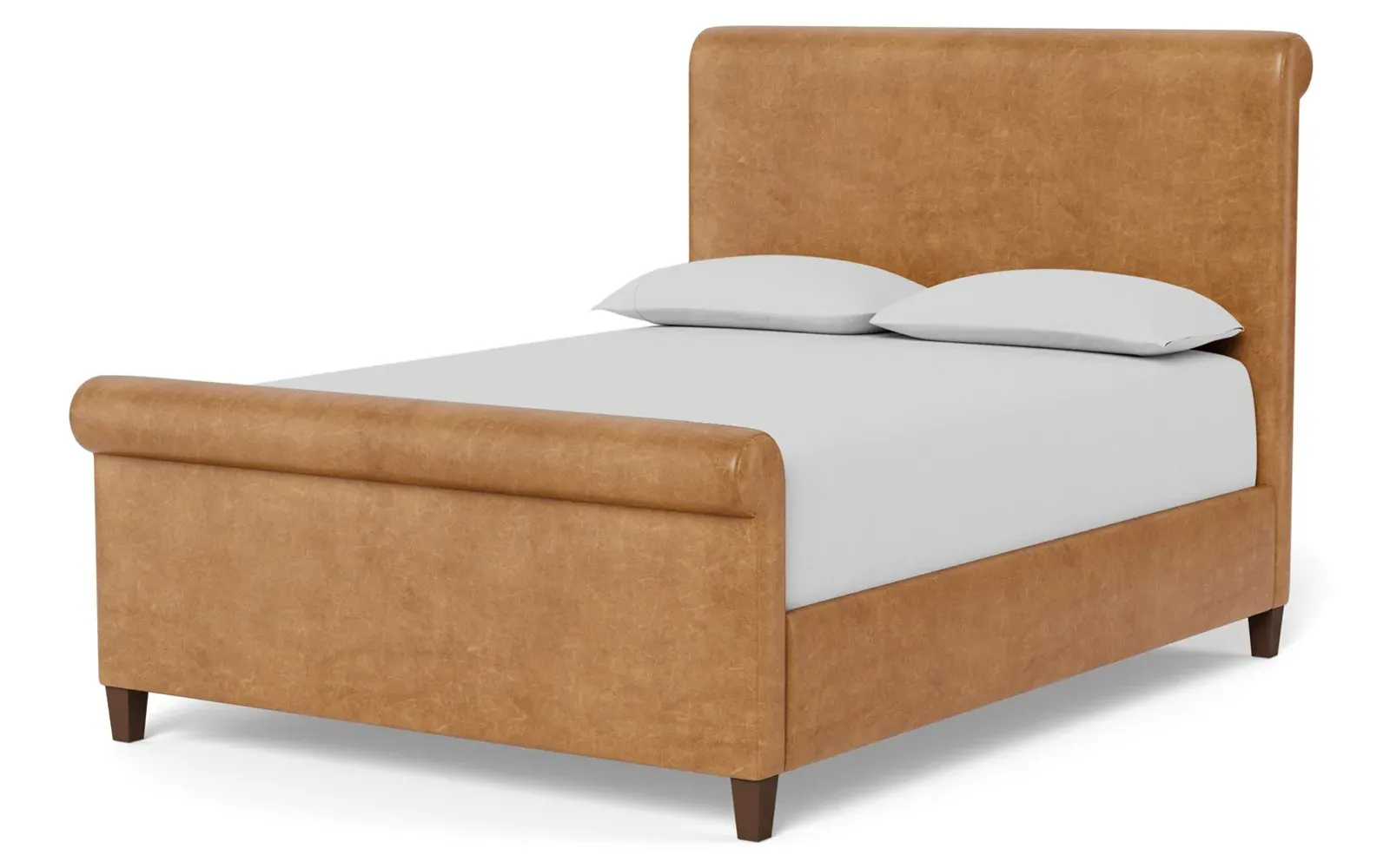 Marleigh King Size Bed Frame - Caramel, Leather