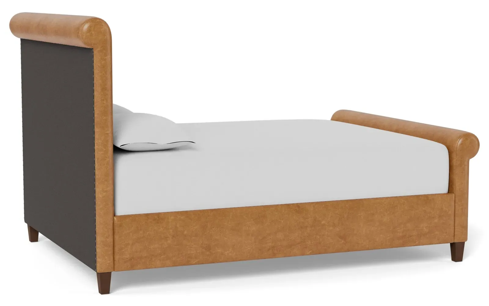 Marleigh King Size Bed Frame - Caramel, Leather