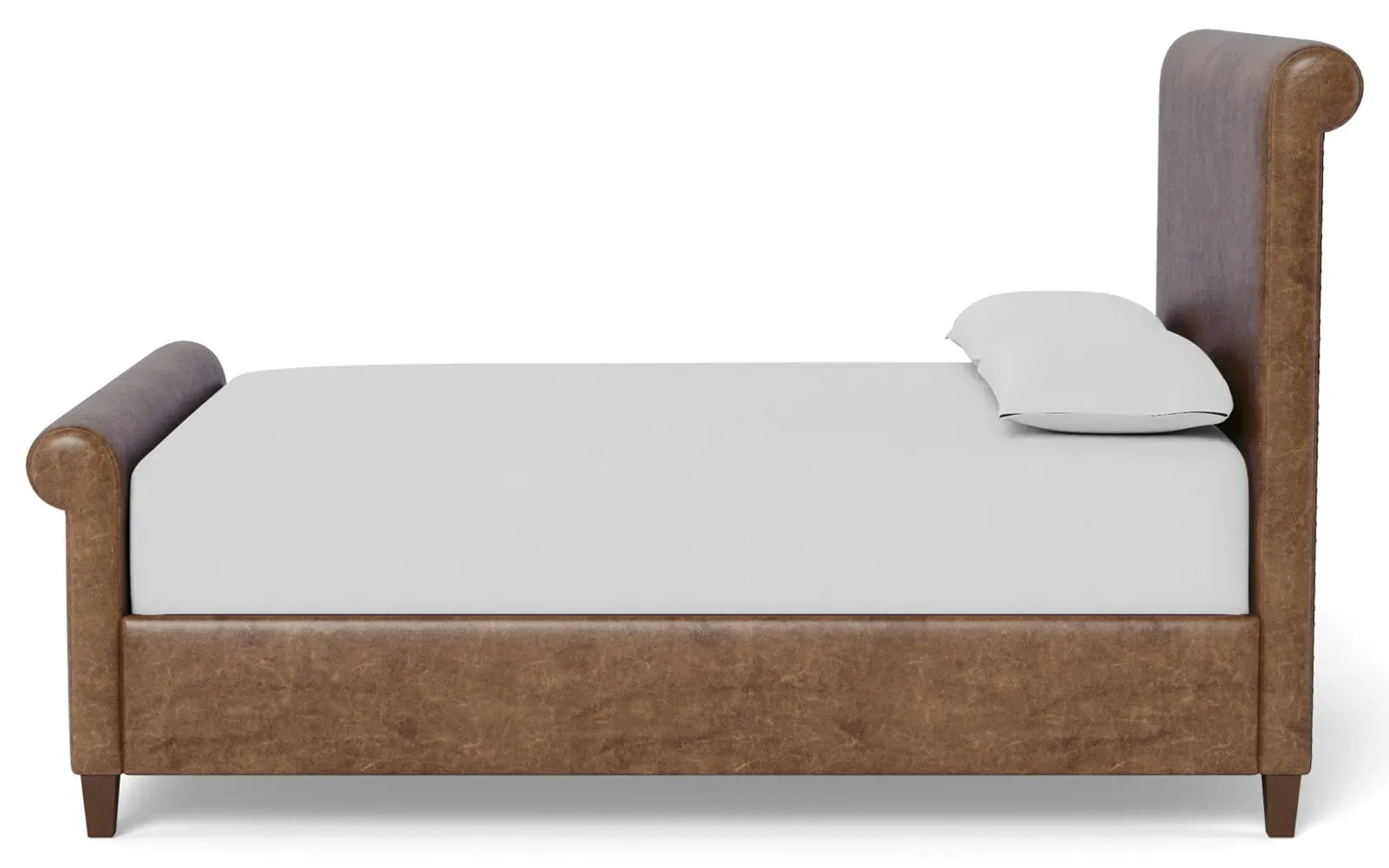 Marleigh King Size Bed Frame - Milk Chocolate, Leather