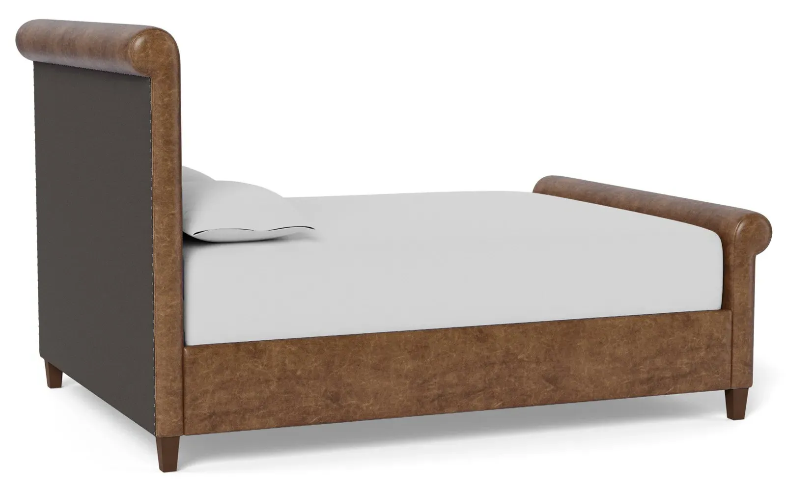 Marleigh King Size Bed Frame - Milk Chocolate, Leather
