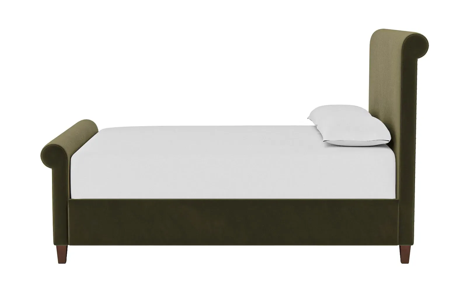 Marleigh Queen Size Bed Frame - Boxwood Green, Velvet