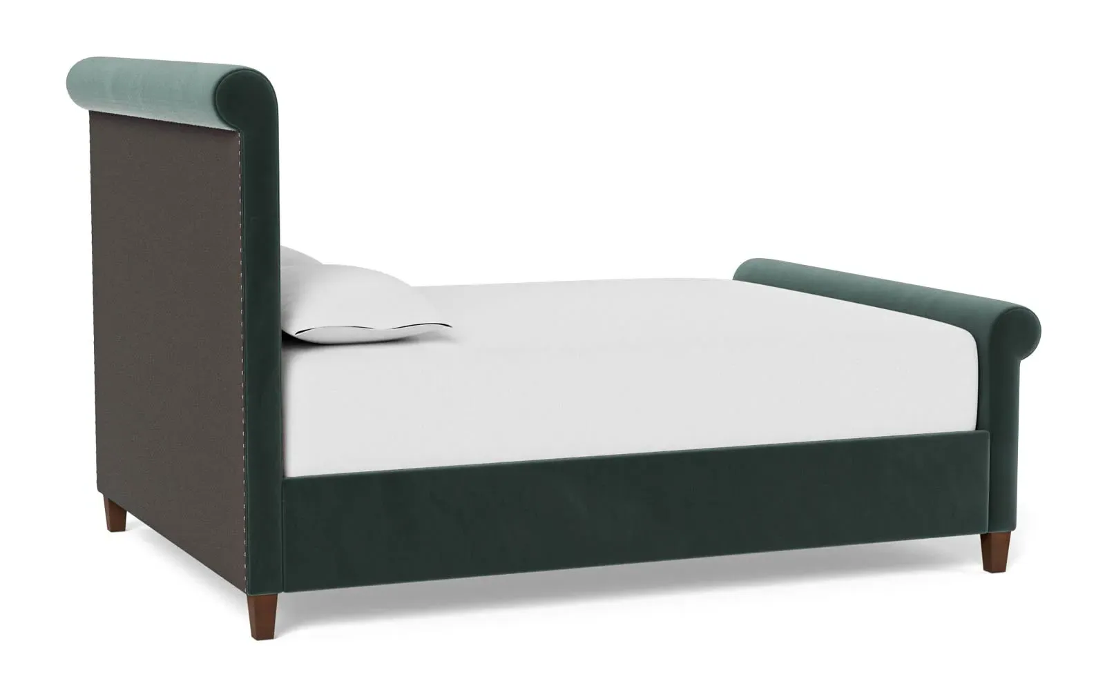 Marleigh Queen Size Bed Frame - Lagoon, Velvet