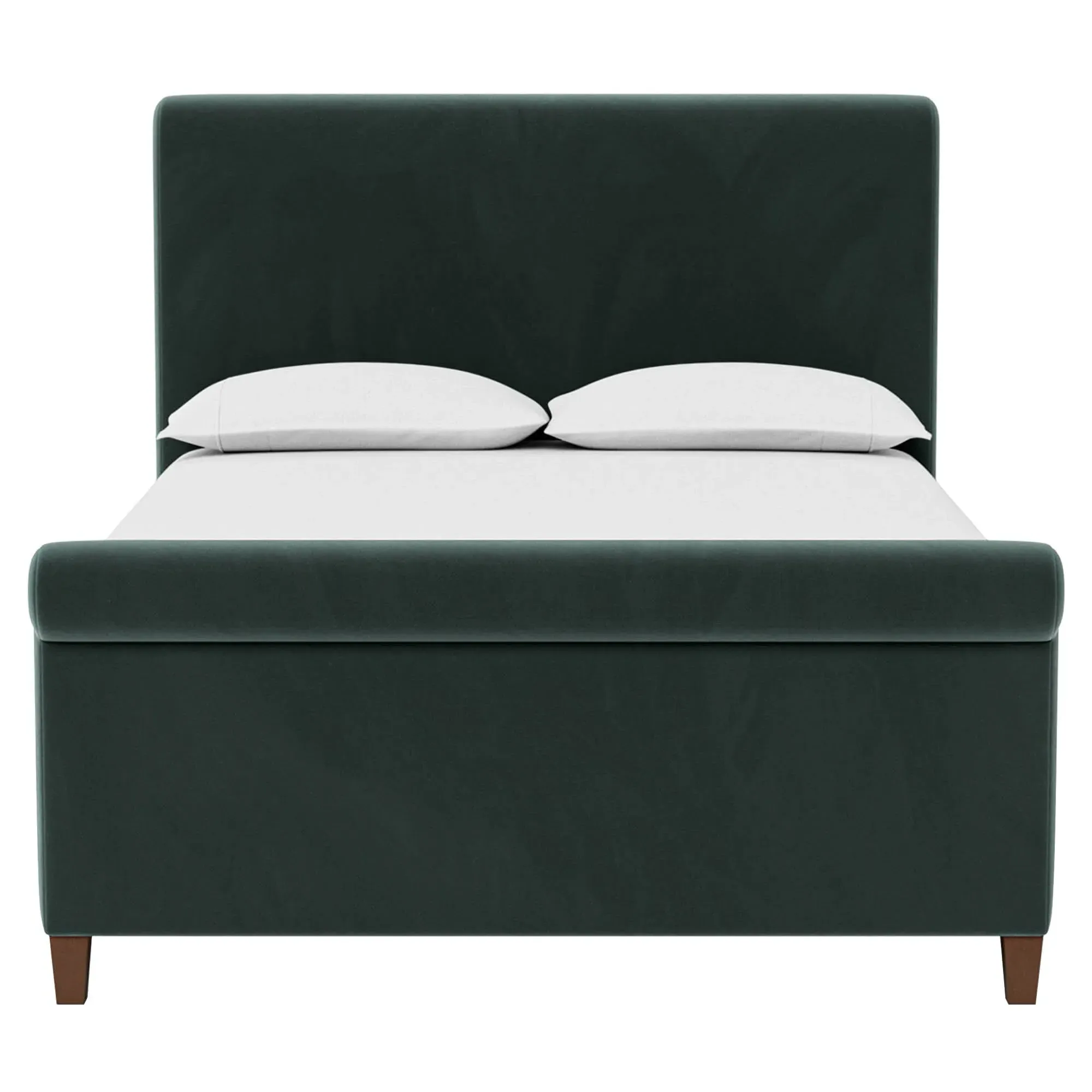 Marleigh Queen Size Bed Frame - Lagoon, Velvet