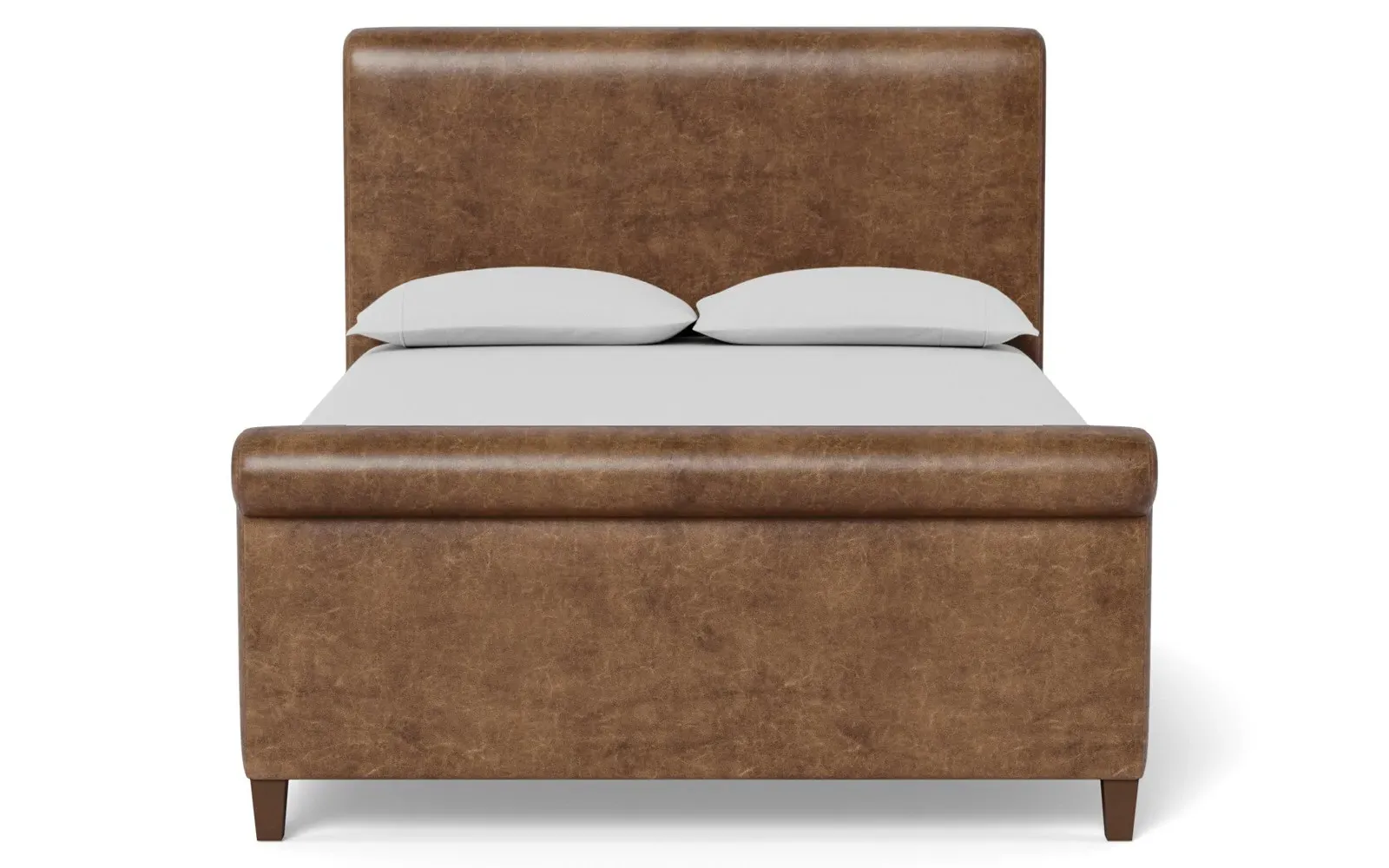 Marleigh Queen Size Bed Frame - Milk Chocolate, Leather