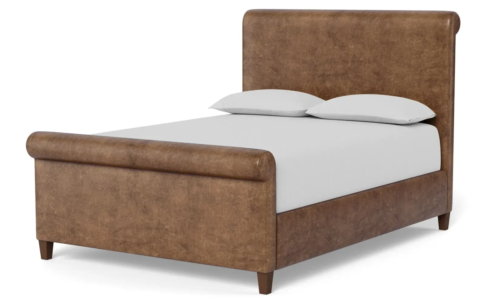 Marleigh Queen Size Bed Frame - Milk Chocolate, Leather
