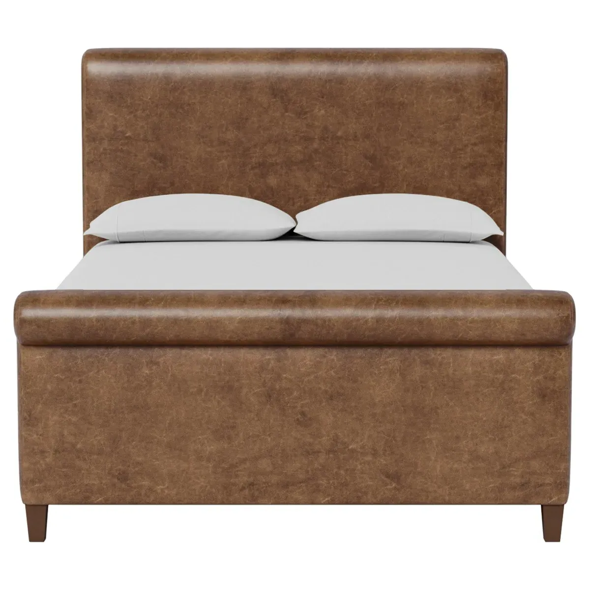 Marleigh Queen Size Bed Frame - Milk Chocolate, Leather