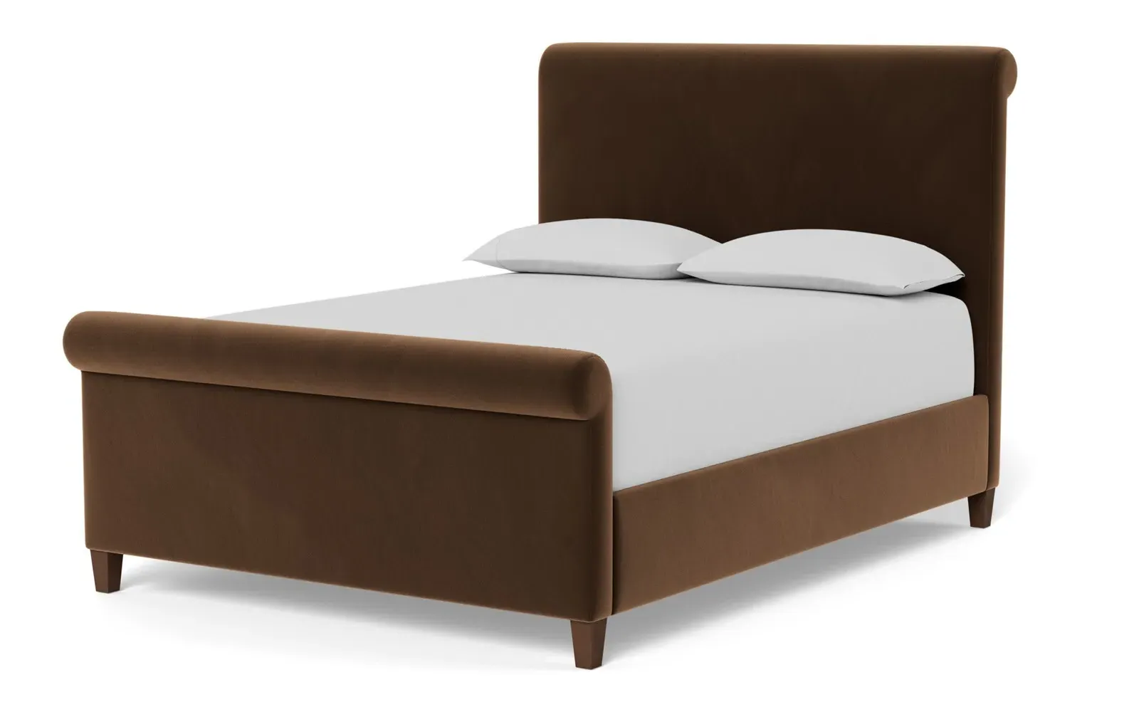 Marleigh Queen Size Bed Frame - Molasses, Velvet
