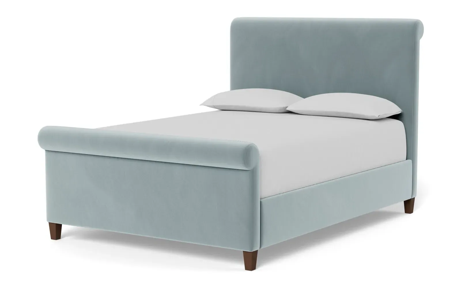 Marleigh Queen Size Bed Frame - Saltwater Blue, Velvet