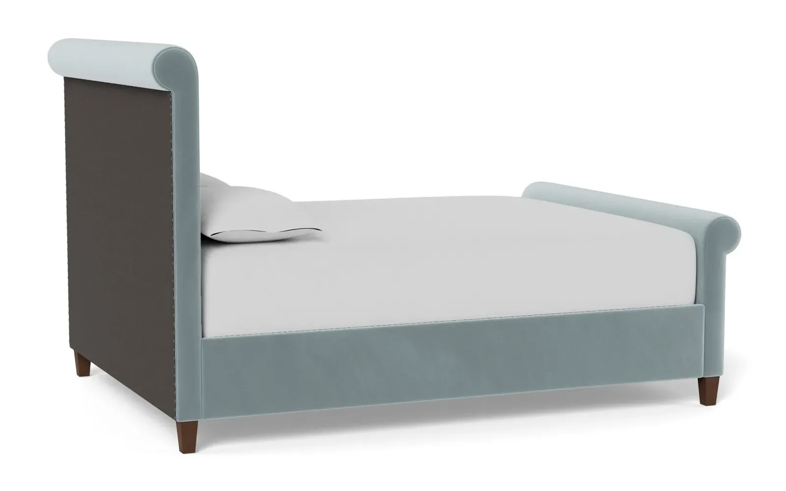 Marleigh Queen Size Bed Frame - Saltwater Blue, Velvet