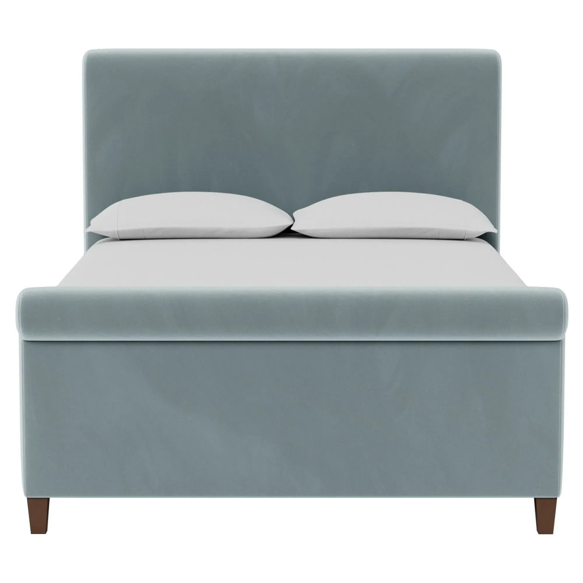 Marleigh Queen Size Bed Frame - Saltwater Blue, Velvet