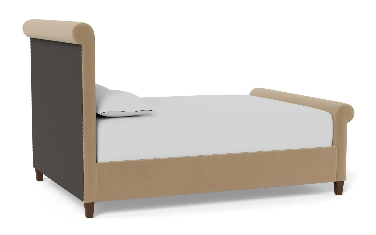 Marleigh Queen Size Bed Frame - Sand Dune, Velvet