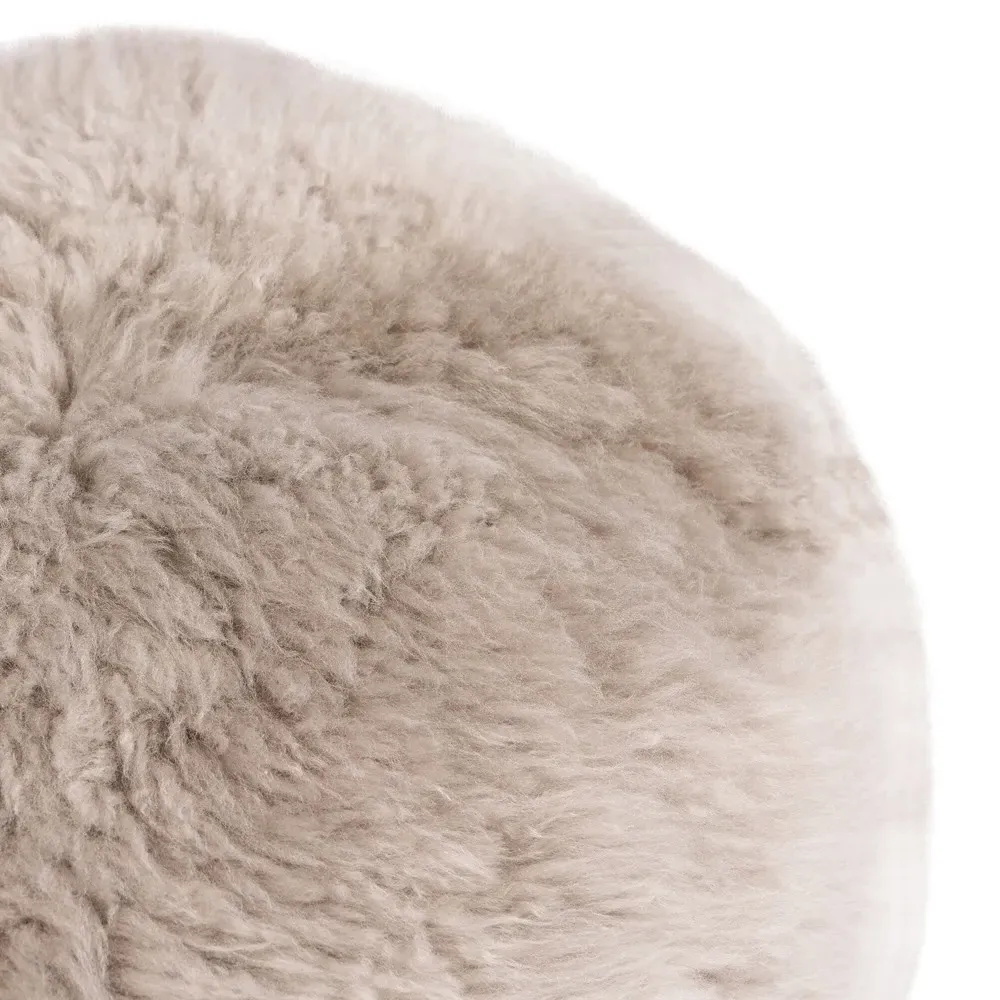 Marlene Round Ottoman - Taupe, Oak