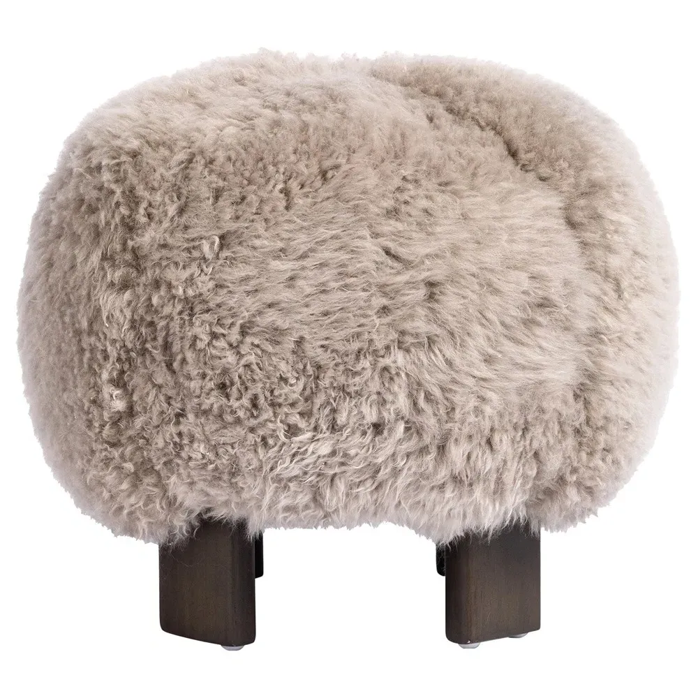 Marlene Round Ottoman - Taupe, Oak image