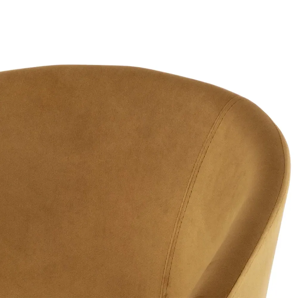 Marliss Barrel Dining Arm Chair - Gold, Velvet