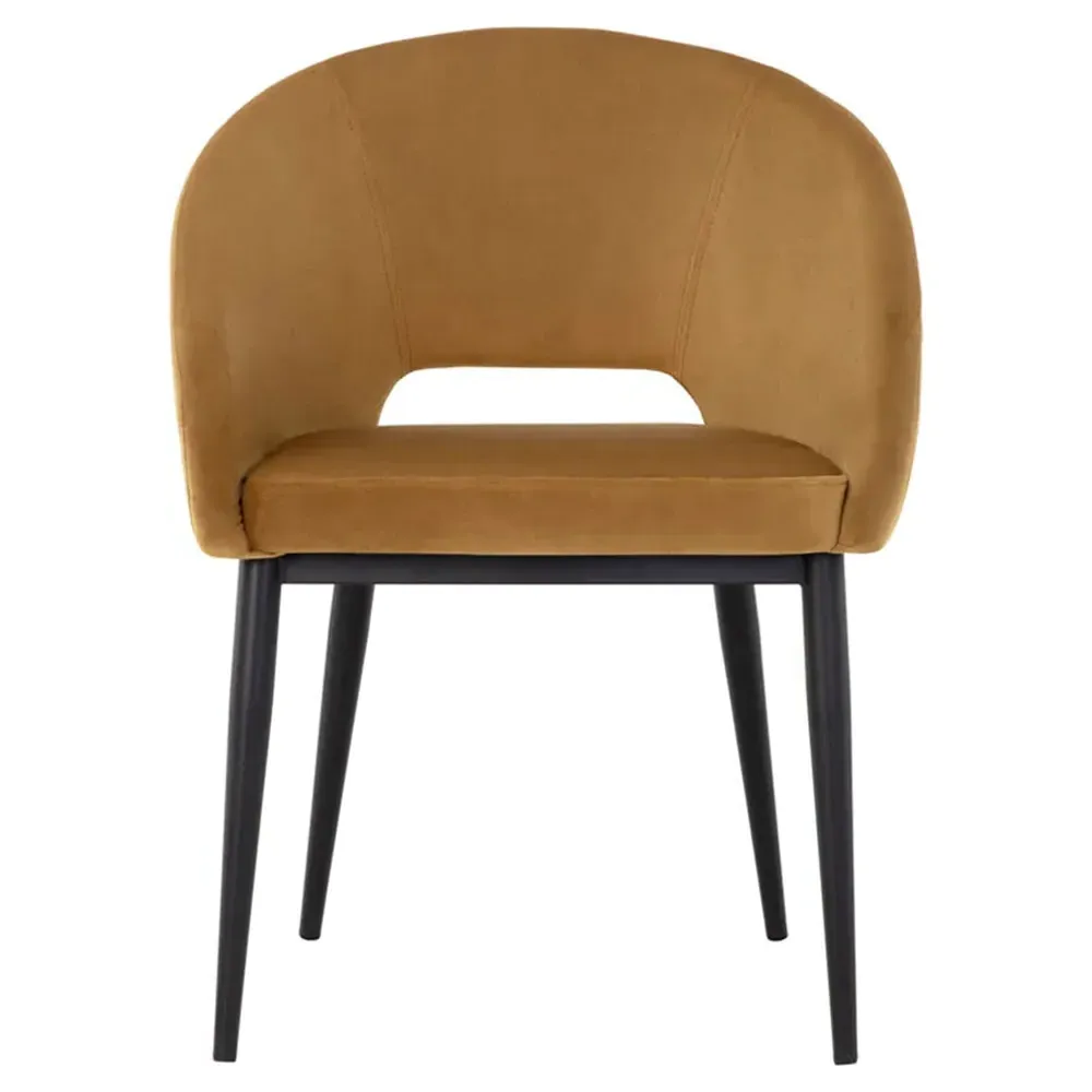 Marliss Barrel Dining Arm Chair - Gold, Velvet image