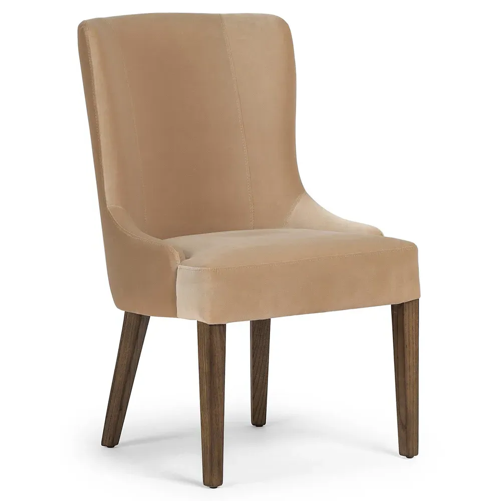 Marlo Dining Side Chair - Beige, Velvet
