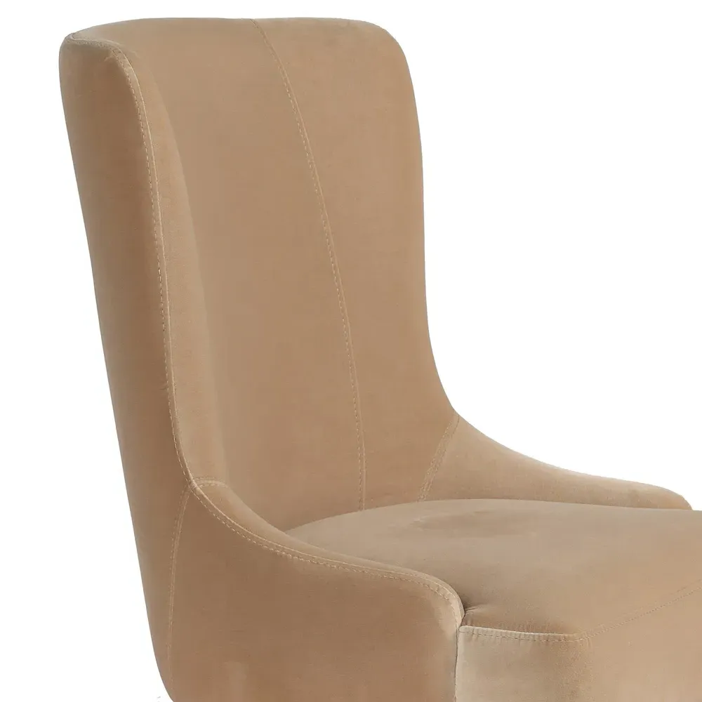 Marlo Dining Side Chair - Beige, Velvet
