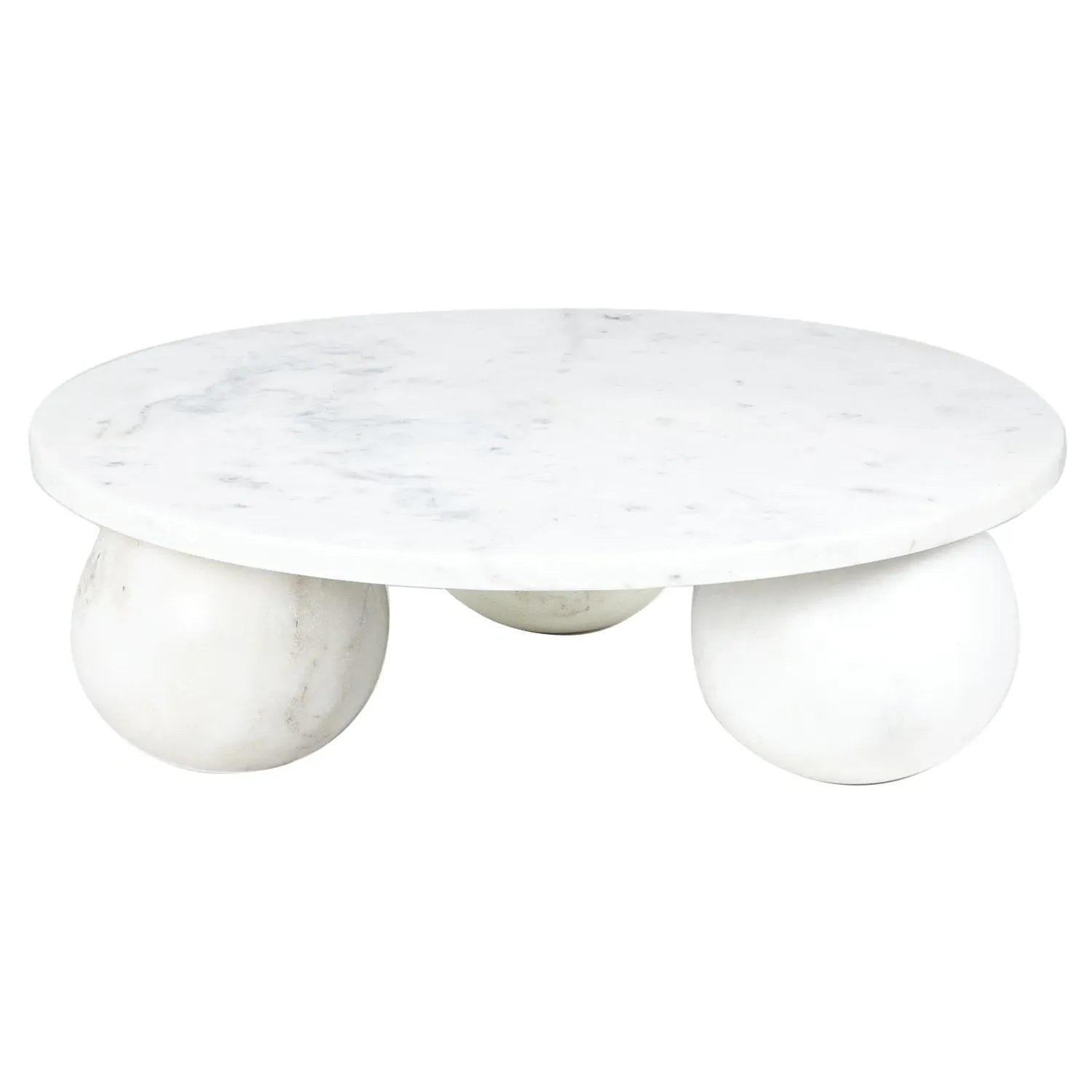 Marlow Large Round Decorative Tray - White, Marble