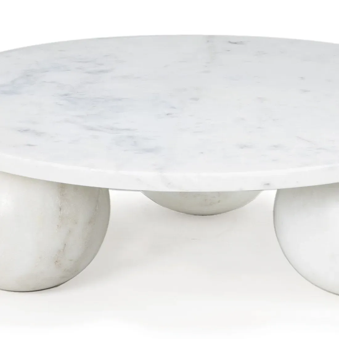 Marlow Small Round Decorative Tray - White, Marble