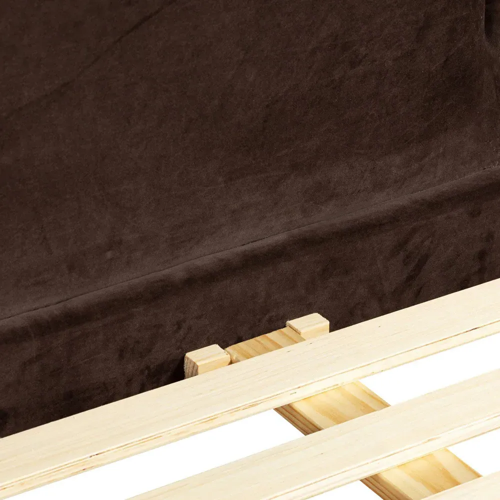 Marly King Size Bed Frame - Dark Brown, Velvet