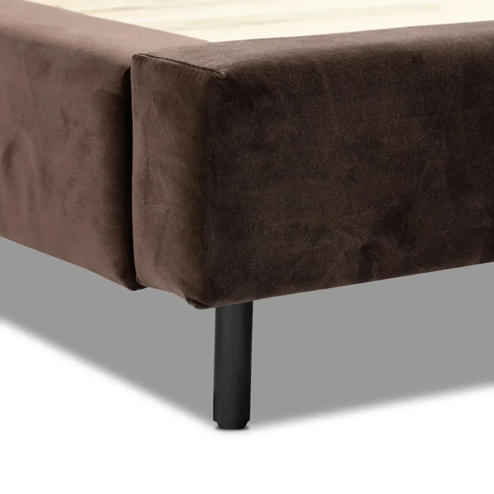Marly King Size Bed Frame - Dark Brown, Velvet