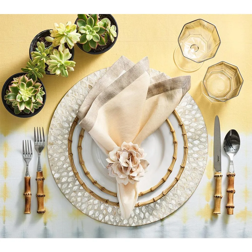Marquis Round Placemat Set of 4 - Champagne, Capiz Shell