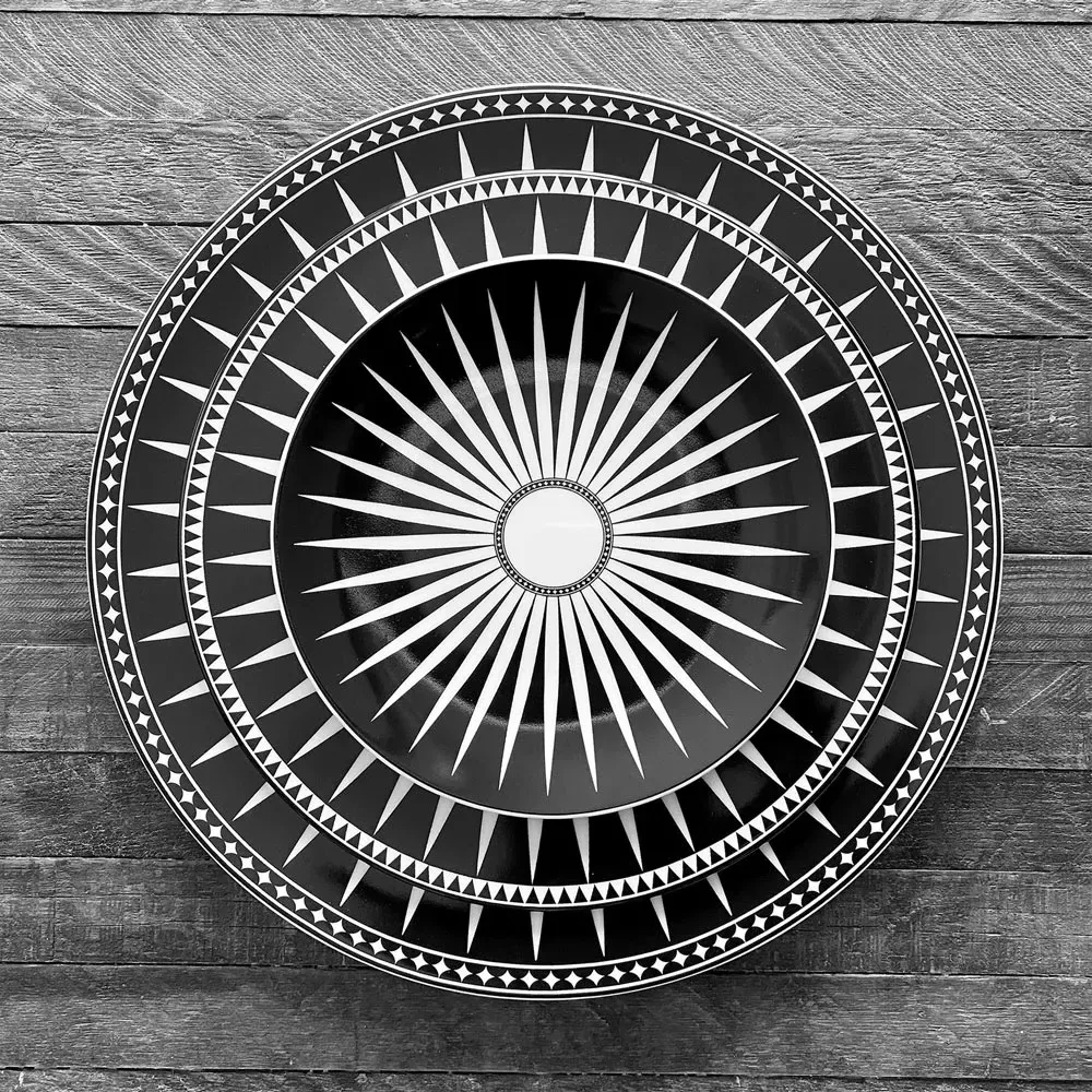 Marrakech Canape Plate Set of 4 - Black, Ceramic