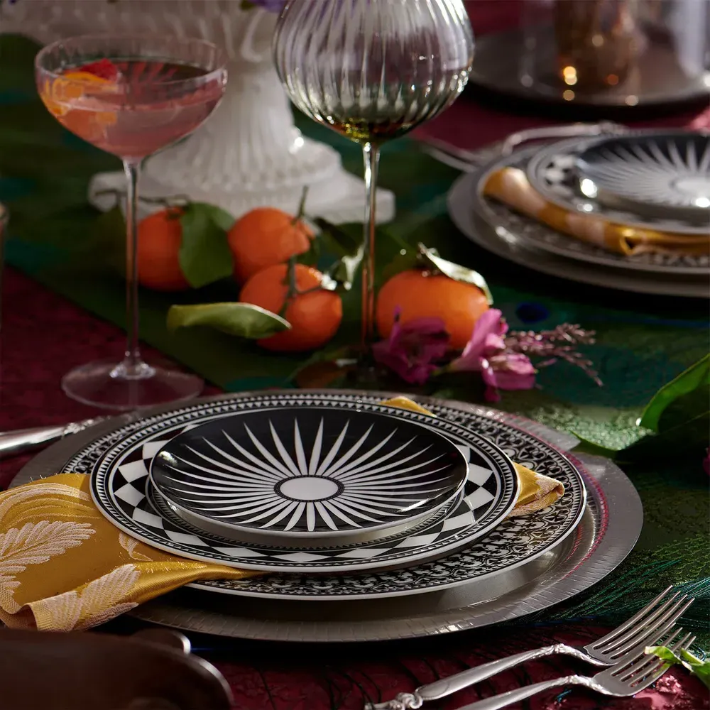 Marrakech Canape Plate Set of 4 - Black, Ceramic