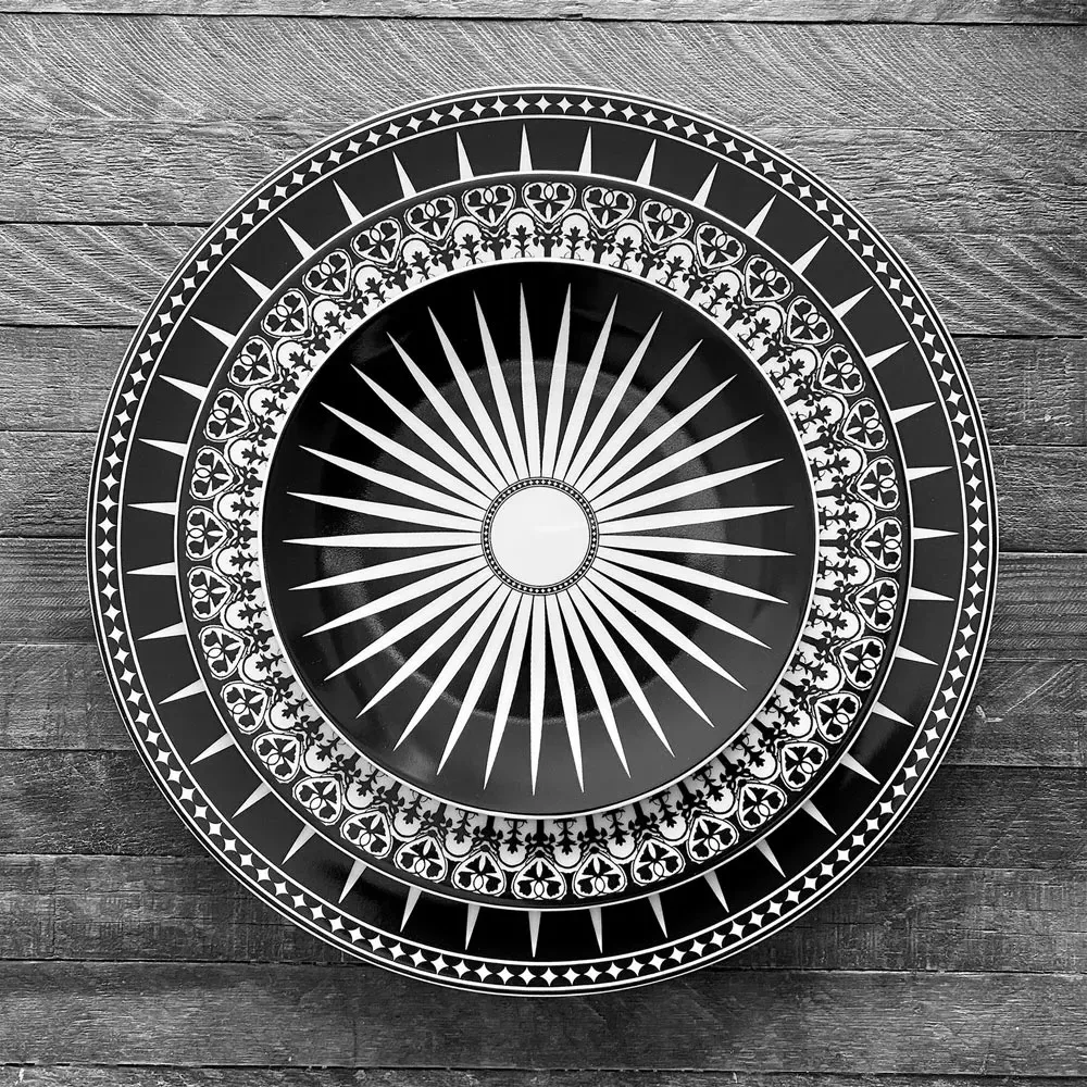 Marrakech Canape Plate Set of 4 - Black, Ceramic