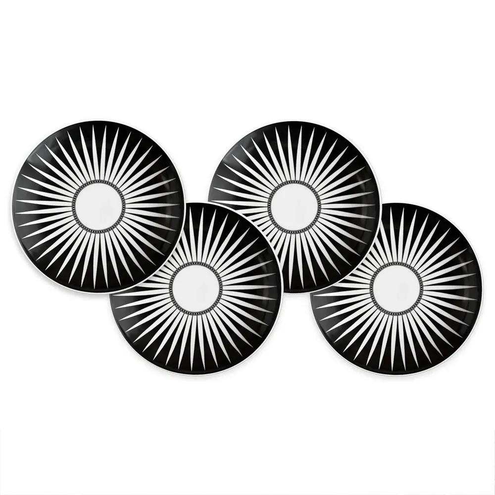 Marrakech Canape Plate Set of 4 - Black, Ceramic