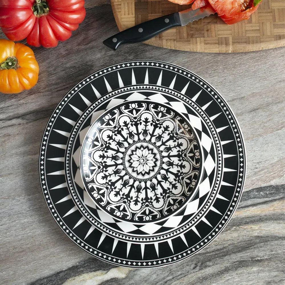 Marrakech Dinner Plate - Black, Ceramic