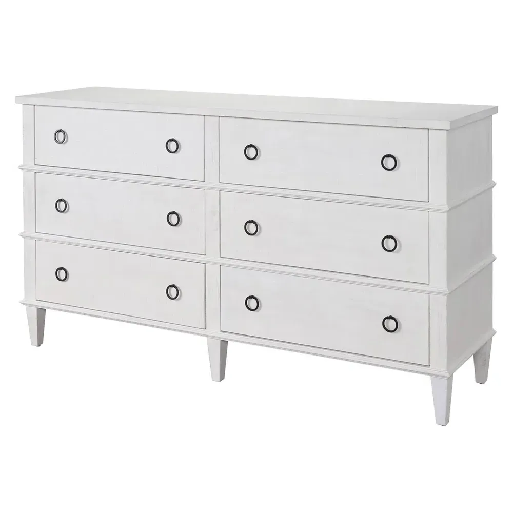 Marrie French Country 6 Drawer Double Dresser - White, Oak