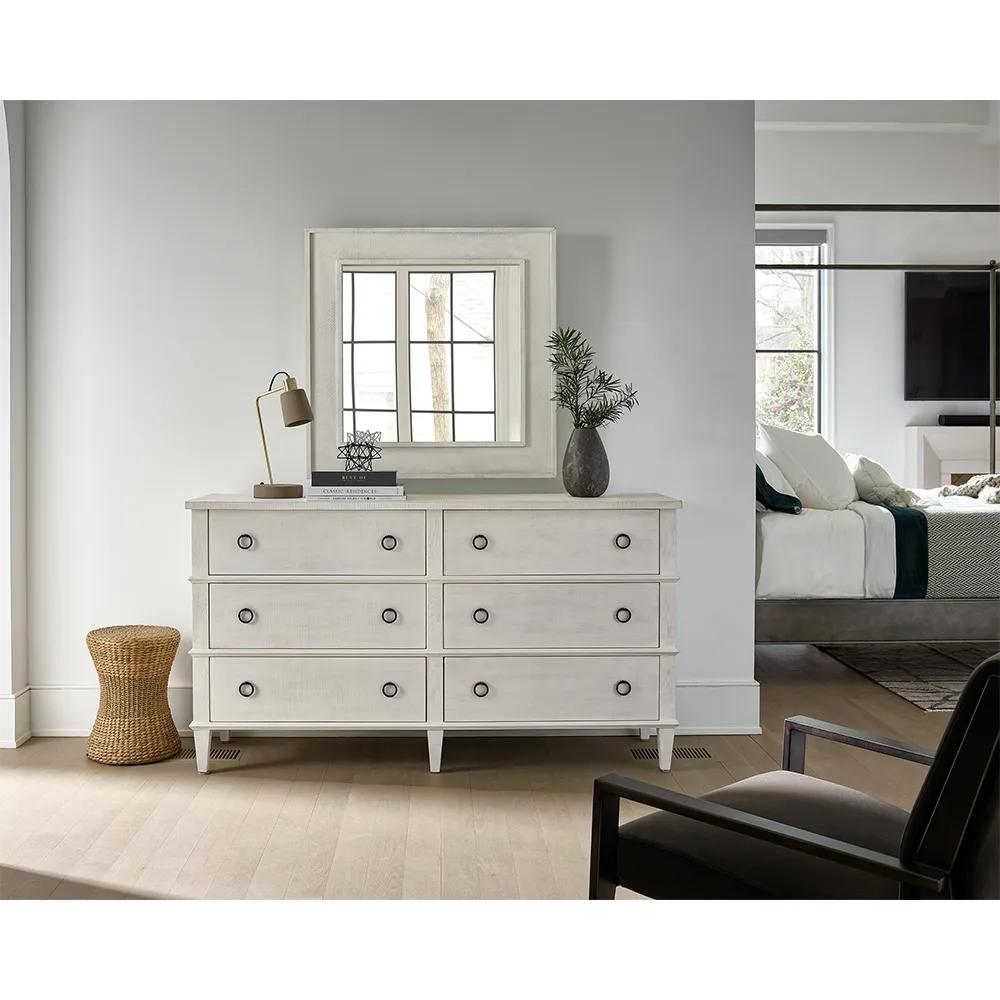 Marrie French Country 6 Drawer Double Dresser - White, Oak