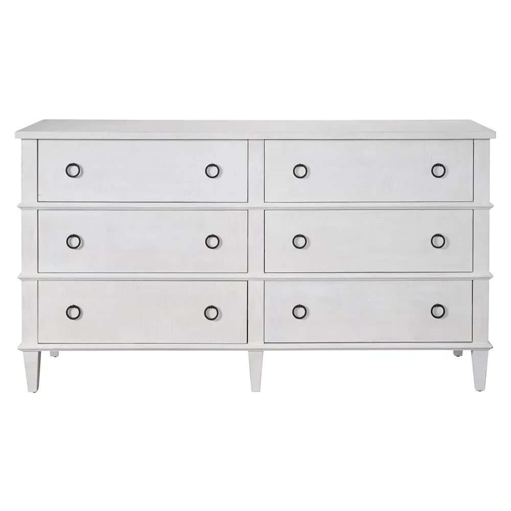 Marrie French Country 6 Drawer Double Dresser - White, Oak