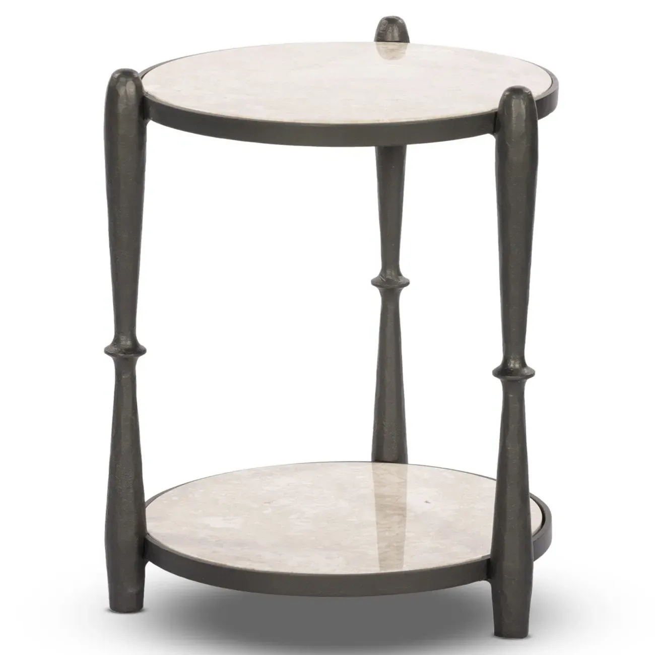 Marriot Round End Table - Beige, Marble