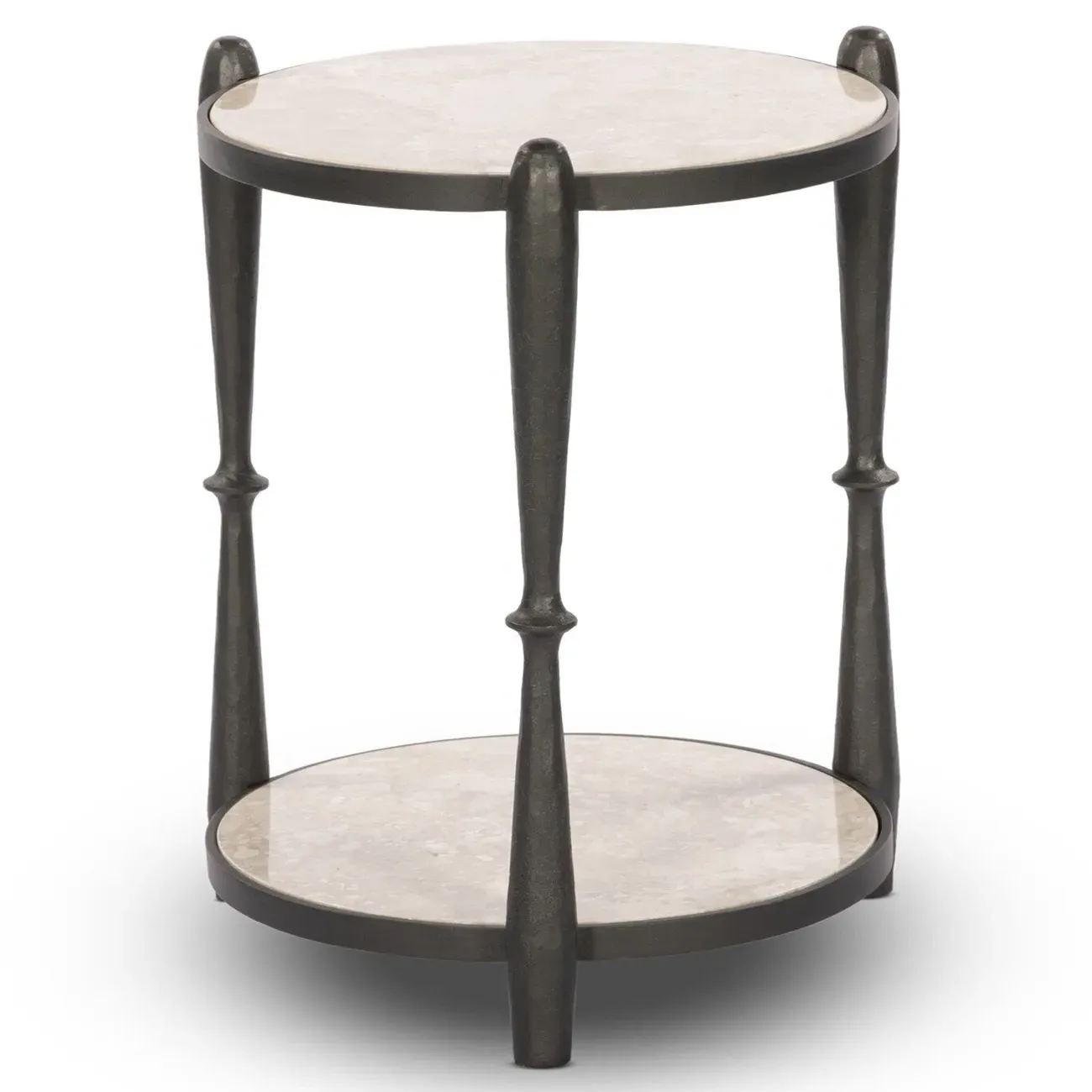 Marriot Round End Table - Beige, Marble