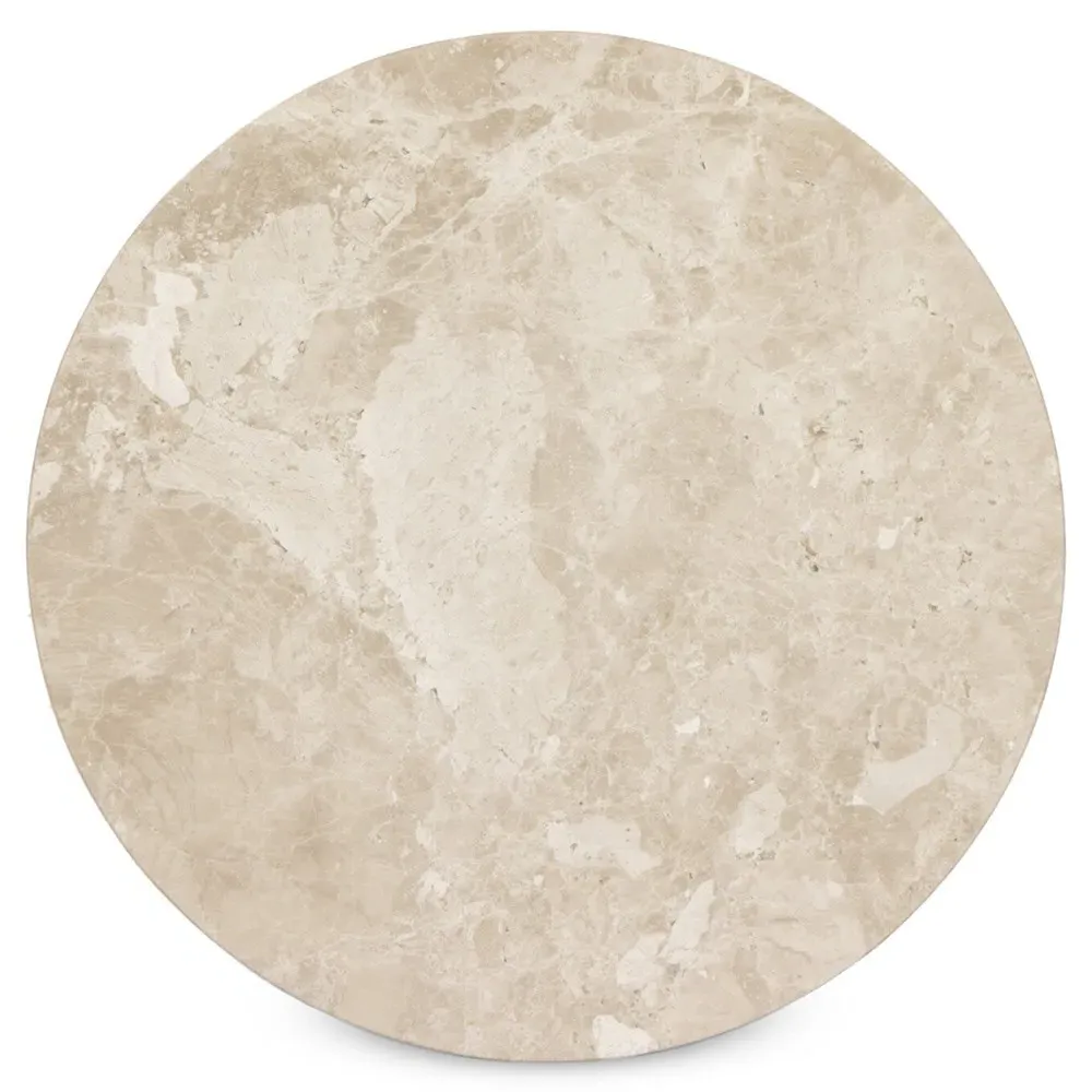 Marriot Round End Table - Beige, Marble