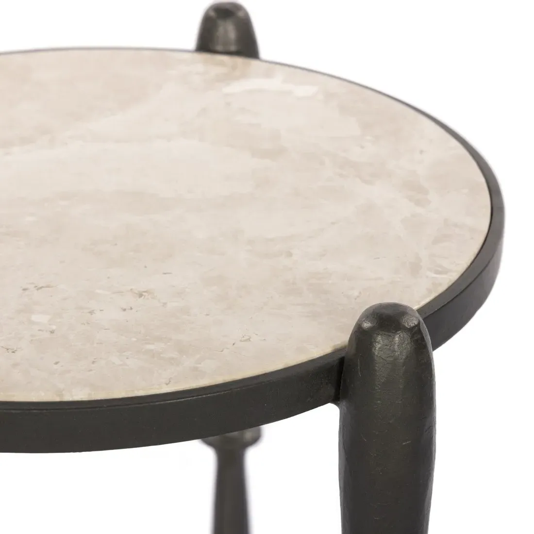 Marriot Round End Table - Beige, Marble