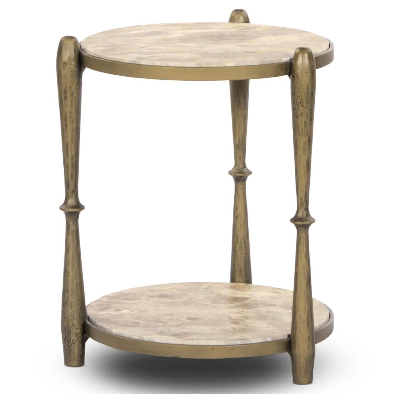 Marriot Round End Table - Taupe, Marble