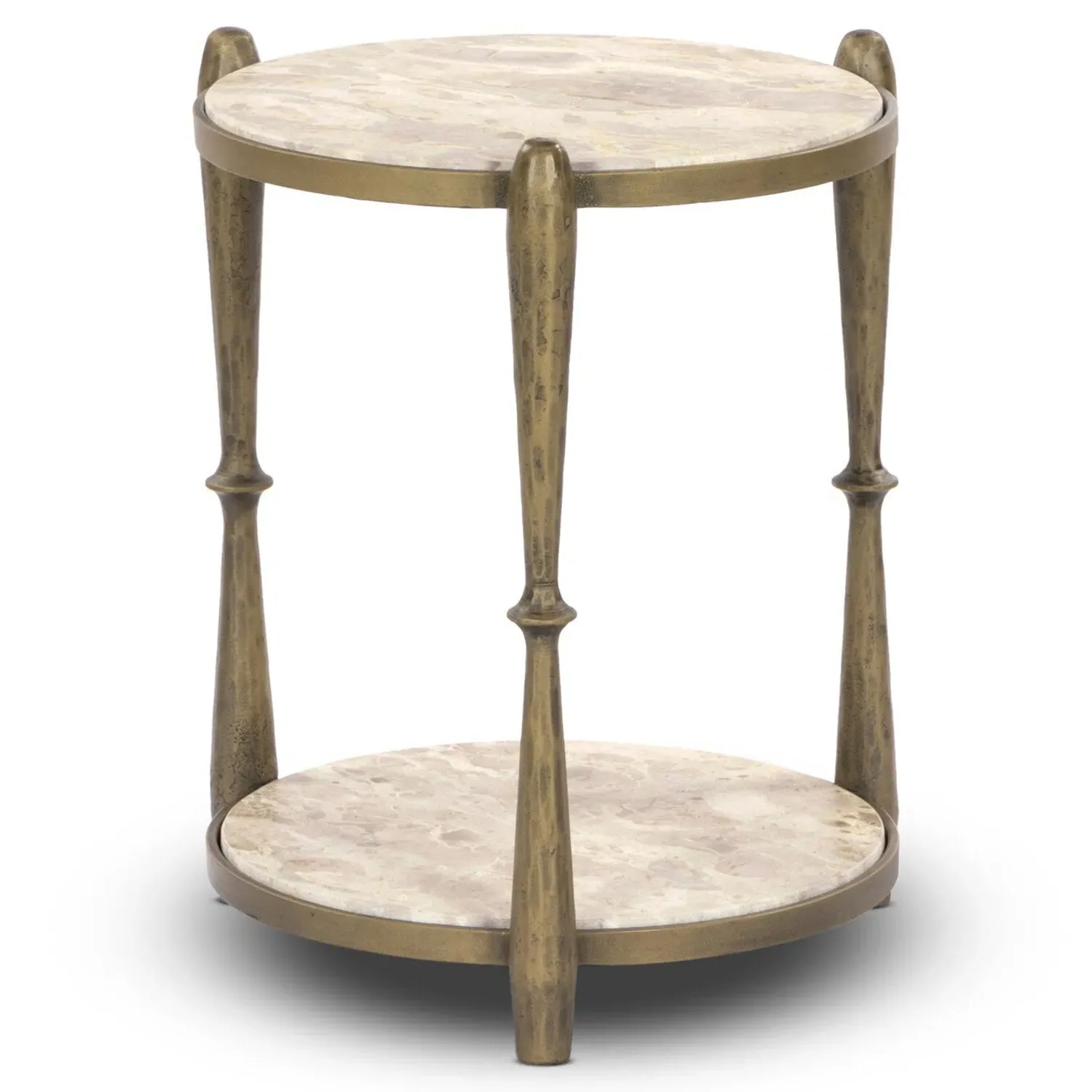Marriot Round End Table - Taupe, Marble