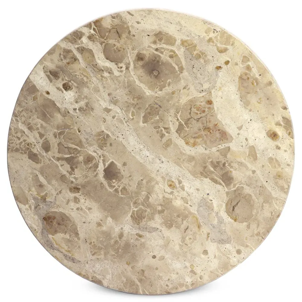 Marriot Round End Table - Taupe, Marble